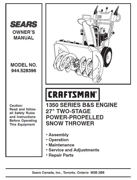 944528396 Manual For 2009 Craftsman 27 Snowblower 1350 Series Dr
