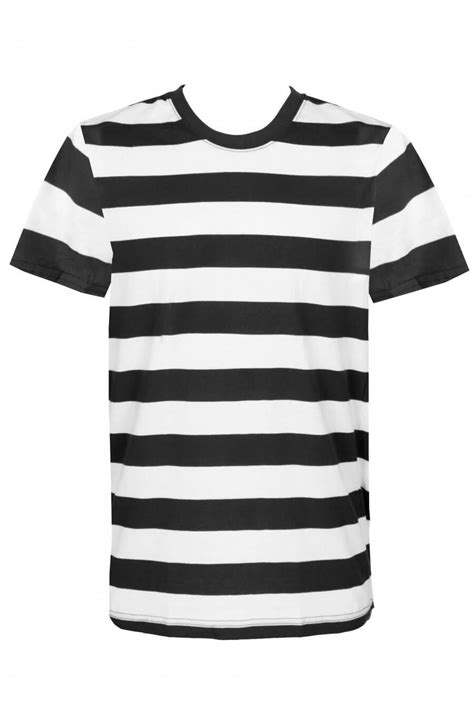Adults Black And White Striped Short Sleeve Top Cazaar
