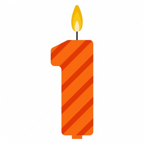 Anniversary Birthday Cake Candle Number One Year Icon Download