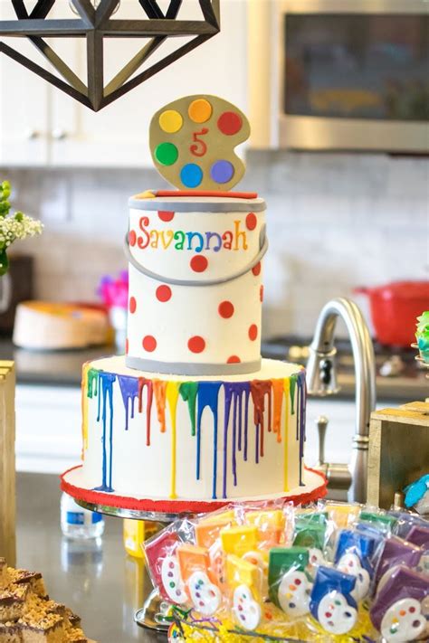 Rainbow Paint Party Karas Party Ideas Art Party Cakes Painting