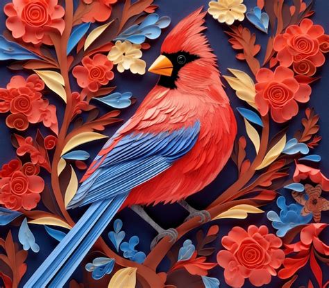 premium ai image brightly colored bird sitting on a branch of a tree with flowers generative ai