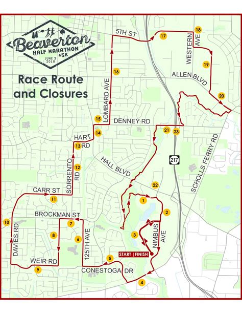 Beaverton Half Marathon Road Closures Sunday June 3rd 2018 - JD PDX ...