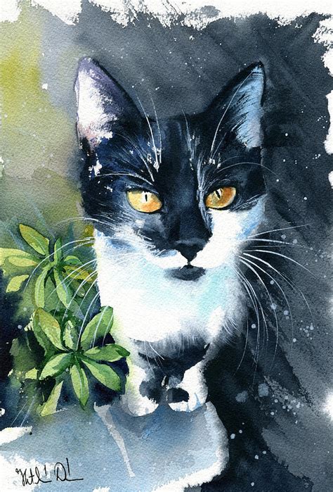 Baby Belle Adventures Tuxedo Cat Painting Painting By Dora Hathazi Mendes
