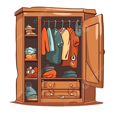 Kleiderschrank Clipart Cartoon Kleiderschrank Mit Vektor Wandschrank