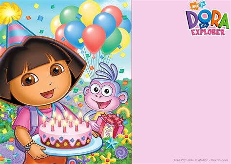 Free Printable Dora The Explorer Party Invitation Template Drevio
