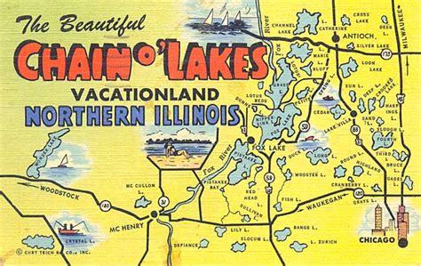 Postcardy The Postcard Explorer Map Chain Olakes Northern Illinois