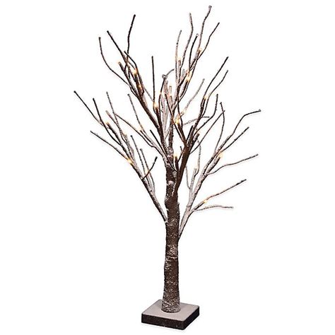 24 Inch Led Lighted Battery Operated Snow Covered Tree Bed Bath And Beyond