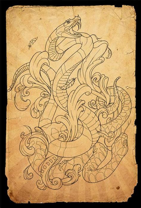 This is a very common meaning of the hannya mask tattoo but it can change according to the context. snakes tattoo outline by Aubrey Mennella: TattooNOW