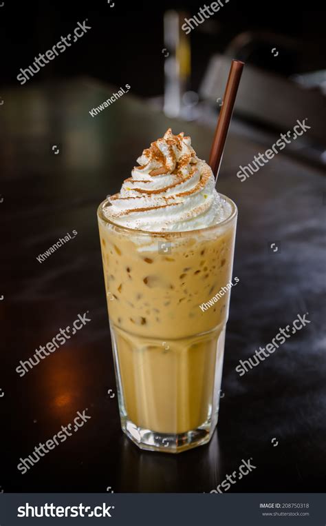 Iced Coffee Whipped Cream On Table Stock Photo 208750318 Shutterstock
