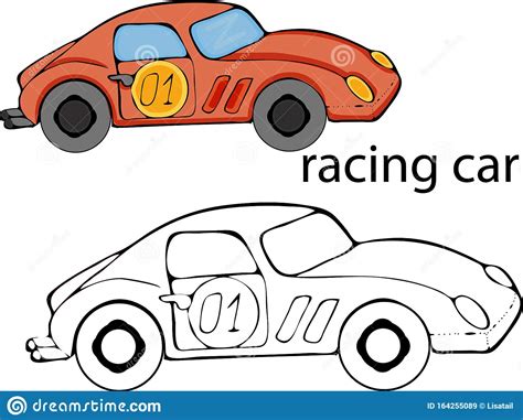 Kleurpaginas Voor Kinderen Vervoer Raceauto Klassiek Vector