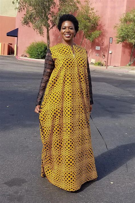Kuwaha African Print And Sheer Long Sleeve Maxi Boubou Caftan Dress Africankaftan Afric