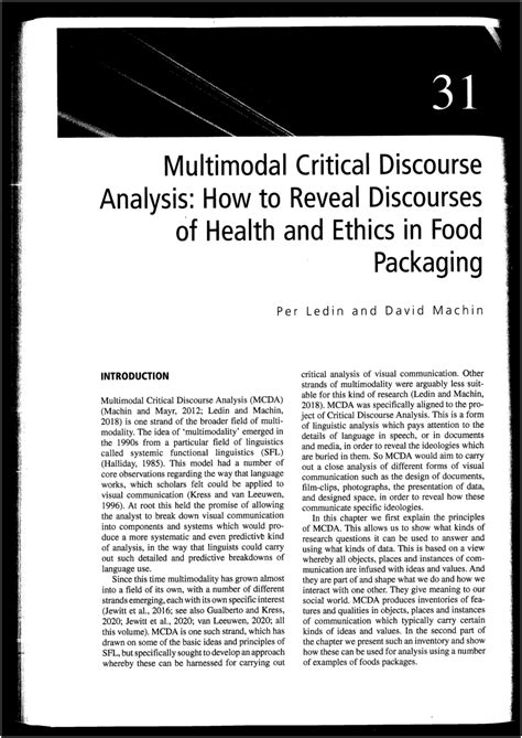 PDF Multimodal Critical Discourse Analysis How To Reveal Discourses Of Health And Ethics In