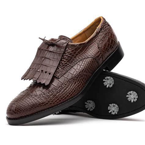 Caporicci Alligator Golf Shoes Brown