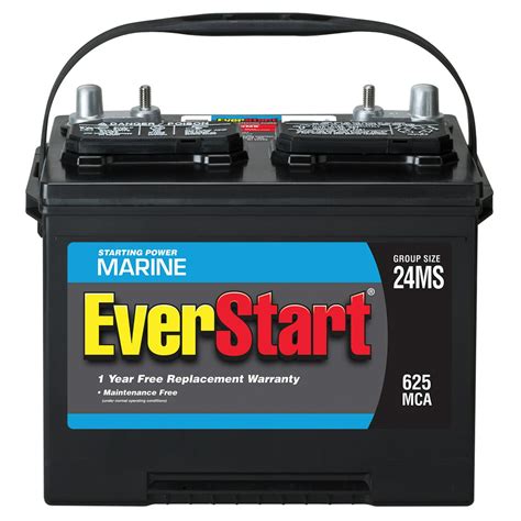 Everstart Lead Acid Marine Starting Battery Group Size 24ms 12 Volt