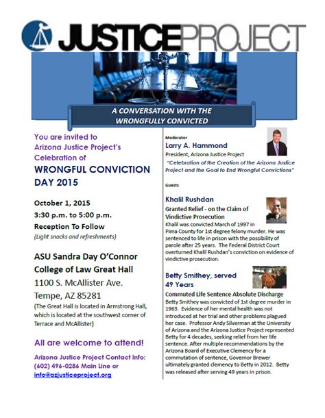 You Are Invited To Arizona Justice Projects Celebration Of Wrongful