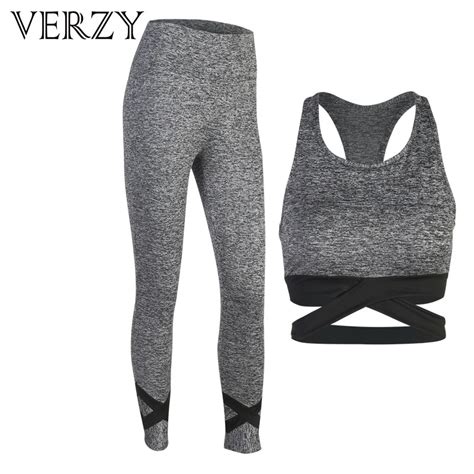 verzy 2pcs set women yoga sets fitness sports suit mesh patchwork bra pants sexy leggings tights