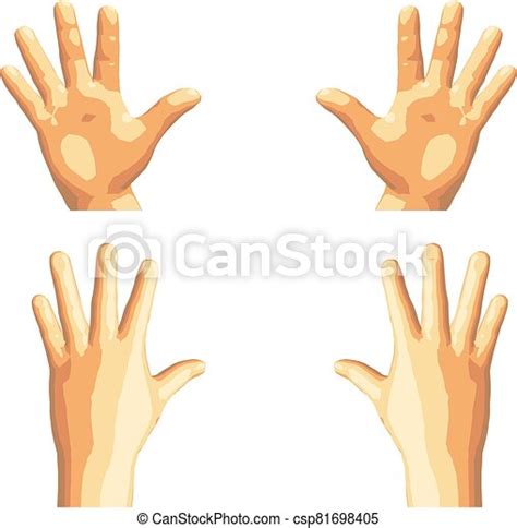 Realistic Human Hand Gesture Set In Five Tones Vector T