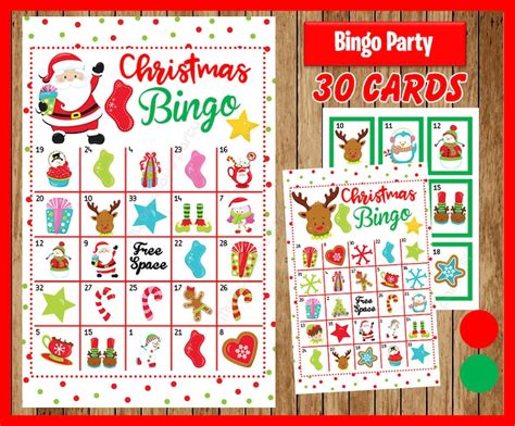 Printable 30 Christmas Bingo Cards Printable Christmas Bingo Etsy