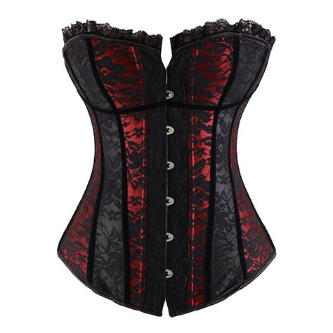 Feblack Women Corset Vintage Lace Up Corsets Bustiers Sexy Goth Print