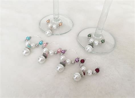 Wine Glass Charms Set Of 6 Elegant Wine Glass Charm Rings By Lasmascreations On Etsy Wine