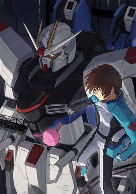Freedom Gundam Kira Yamato And Haro Gundam Seed Gundam Art Gundam