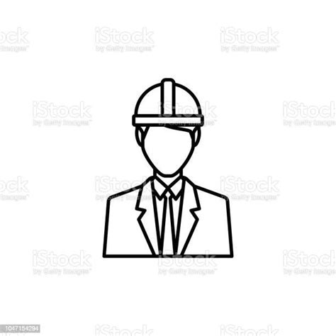 Builder Line Icon Build And Repair Construction Worker Sign Vector
