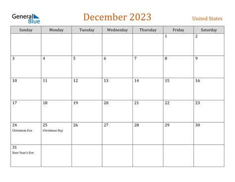 December 2023 Calendar With United States Holidays