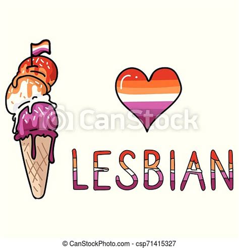 cute lesbian ice cream cone cartoon vector illustration motif set lgbtq sweet treat elements