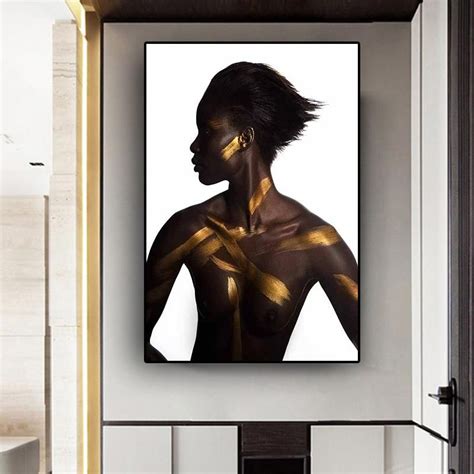 Black Gold Nude African Art Woman Oil Painting On Canvas Posters And My Xxx Hot Girl