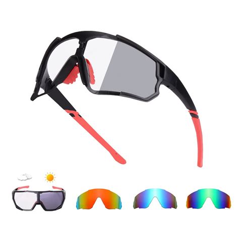 2 Lenses Clear Photochromic Cycling Glasses Uv400 Bicycle Sports Eyewear Men Women Outdoor