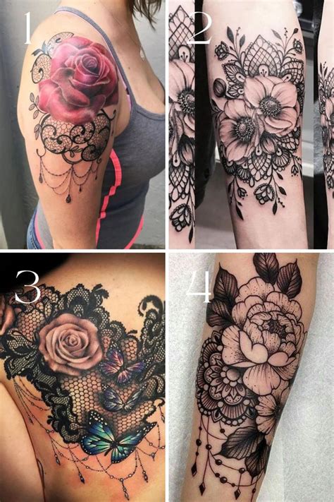 Delicate Flower And Lace Tattoo Designs Ideas Tattooglee Lace