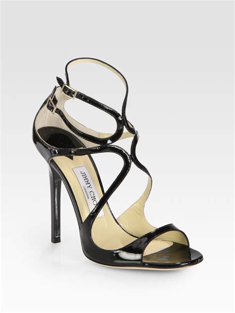 Lyst Jimmy Choo Lance Strappy Patent Leather Sandals In Black