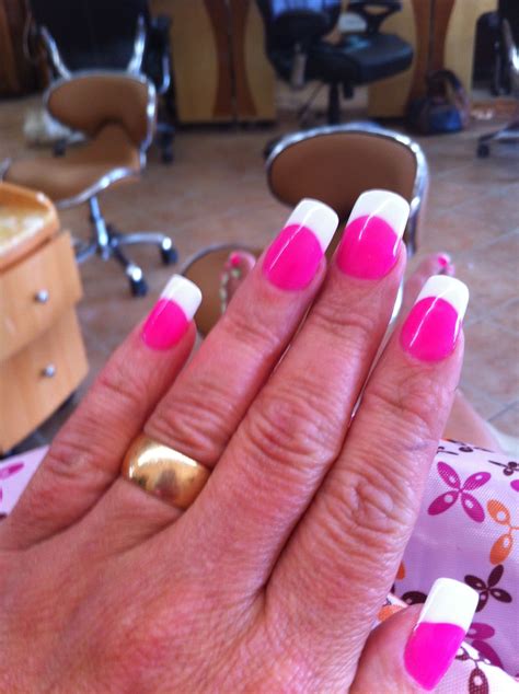 Short Pink French Tip Acrylic Nails Go Images Net