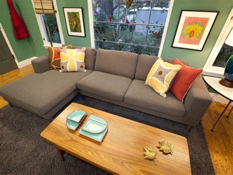 Gray Midcentury Modern Sofa In Green Living Room Hgtv