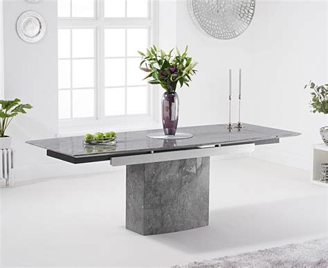 Metropolis 160cm Grey Extending Marble Dining Table Dining Tables