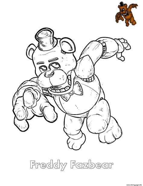 Freddy Coloring Fazbear Five Pages Nights Fnaf Color Colouring Print
