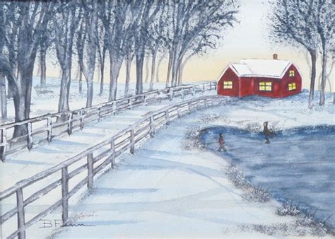 Items Similar To Christmas Snow Winter Painting Snow Scene