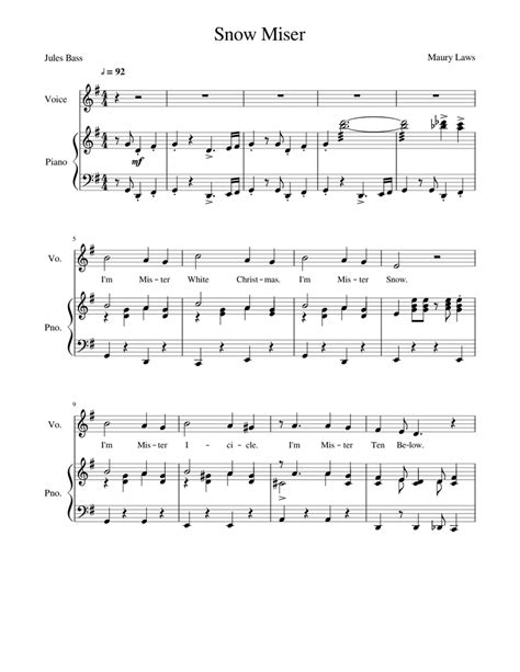Snow Miser Sheet Music For Piano Vocals Piano Voice