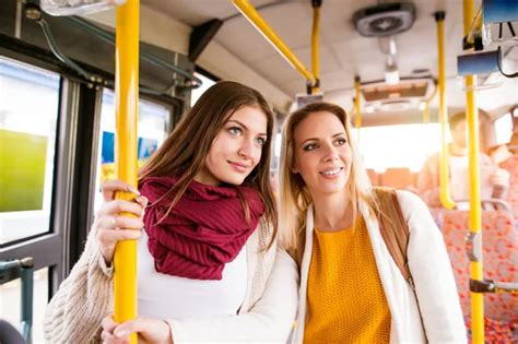 Young Women Traveling By Bus Stock Image Everypixel