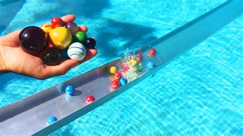 Colorful Marble Run Asmr Big Marbles In The Pool Underwater Youtube