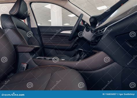 Leather Car Interior Modern Car Illuminated Dashboard Luxurious Car