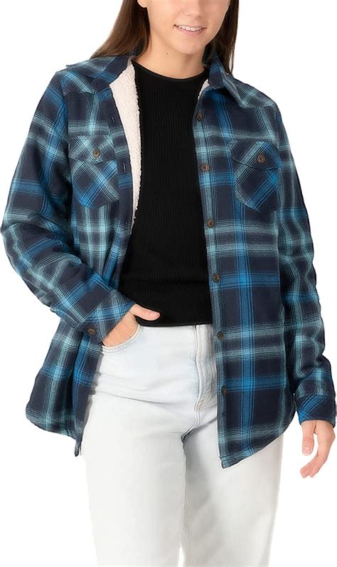 Buy Womens Sherpa Fleece Lined Flannel Jacket Button Down Plaid Flannel