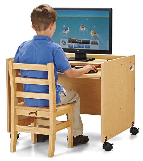 Single Childrens Desk W Wheels Jonti Craft Height Adjustable Shelf