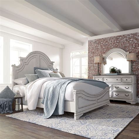 Magnolia Manor Antique White King Panel Bed 1stopbedrooms