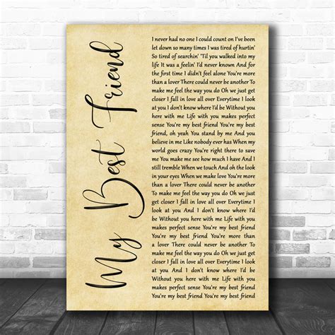 Tim Mcgraw My Best Friend Rustic Script Song Lyric Quote Print Song