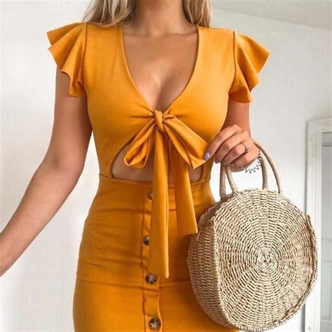 Ruffles Tie Up Hollow Out Butterfly Sleeve Bodycon Dress Mini Dress
