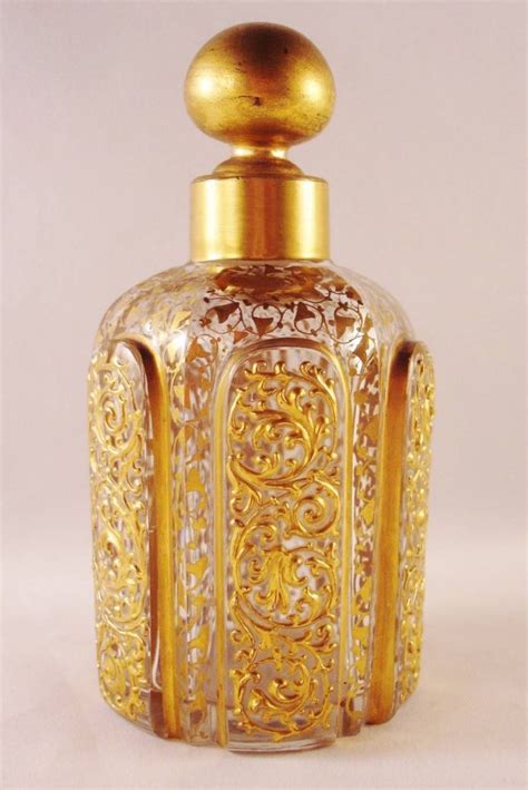 Heavily Gilt Bohemian Glass 19th 20th Cent Antique Perfume Bottles