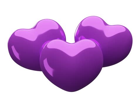 D Purple Hearts Shape Png