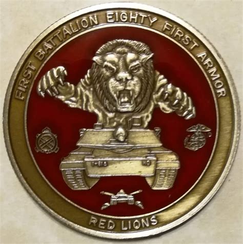 81st Armored 1st Battalion Red Lions Army Challenge Coin Rolyat