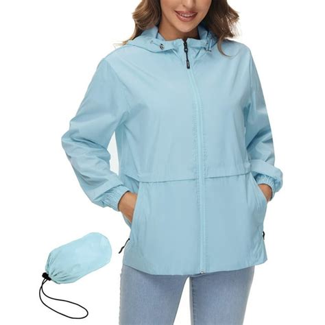 Avoogue Rain Jacket Womens Lightweight Waterproof Raincoat Packable